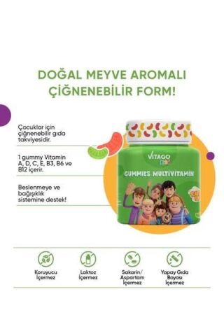 Vitago Kids Gummies Multivitamin Multimineral İçeren Çiğnenebilir Form - 60 Adet