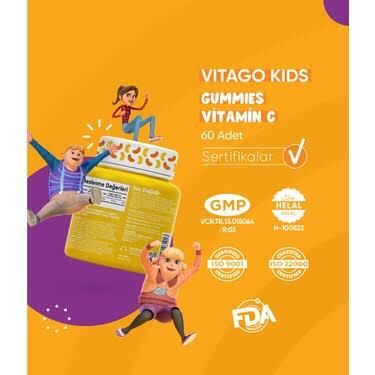 Vitago Kids Gummies Vitamin C İçeren Çiğnenebilir Form - 60 Adet Gummy