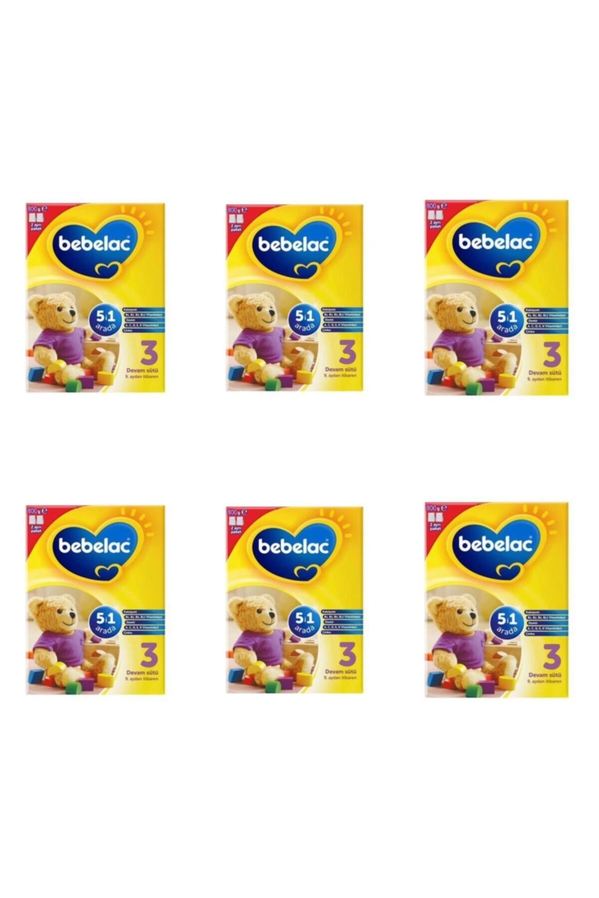 Bebelac 3 Bebek Devam Sütü 800 Gr 6 Kutu