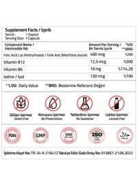 Validus Folat Qatrefolic 400 mcg + Vitamin B12 + Vitamin B6 + Iodine 60 Kapsül