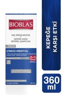 Bioblas 2’si 1 Arada Mentol Ferahlığı ve Kepek Karşıtı Şampuan 360 ml
