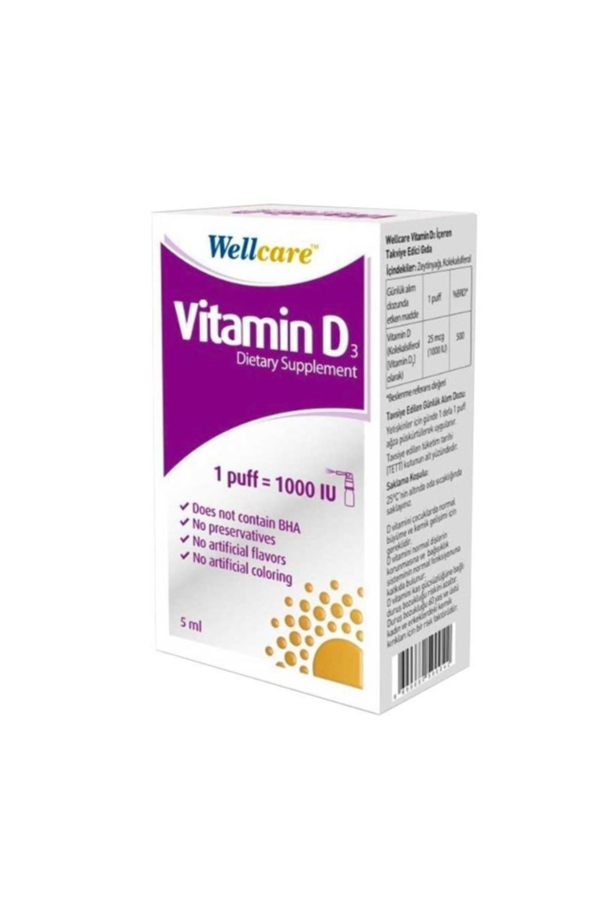 Wellcare Vitamin D3 1000 IU 5 ml