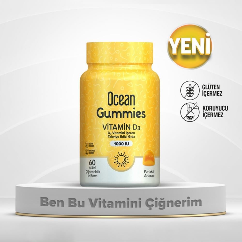 Ocean Gummies Vitamin D3 60 Çiğnenebilir Jel Form