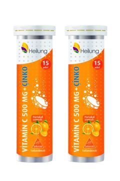 Heilung Vitamin C 500 mg Çinko 15 Efervesan Tablet 2 Kutu