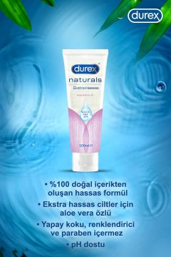 Durex Naturals Ekstra Hassas Kayganlaştırıcı Jel 100 ml 2 Kutu