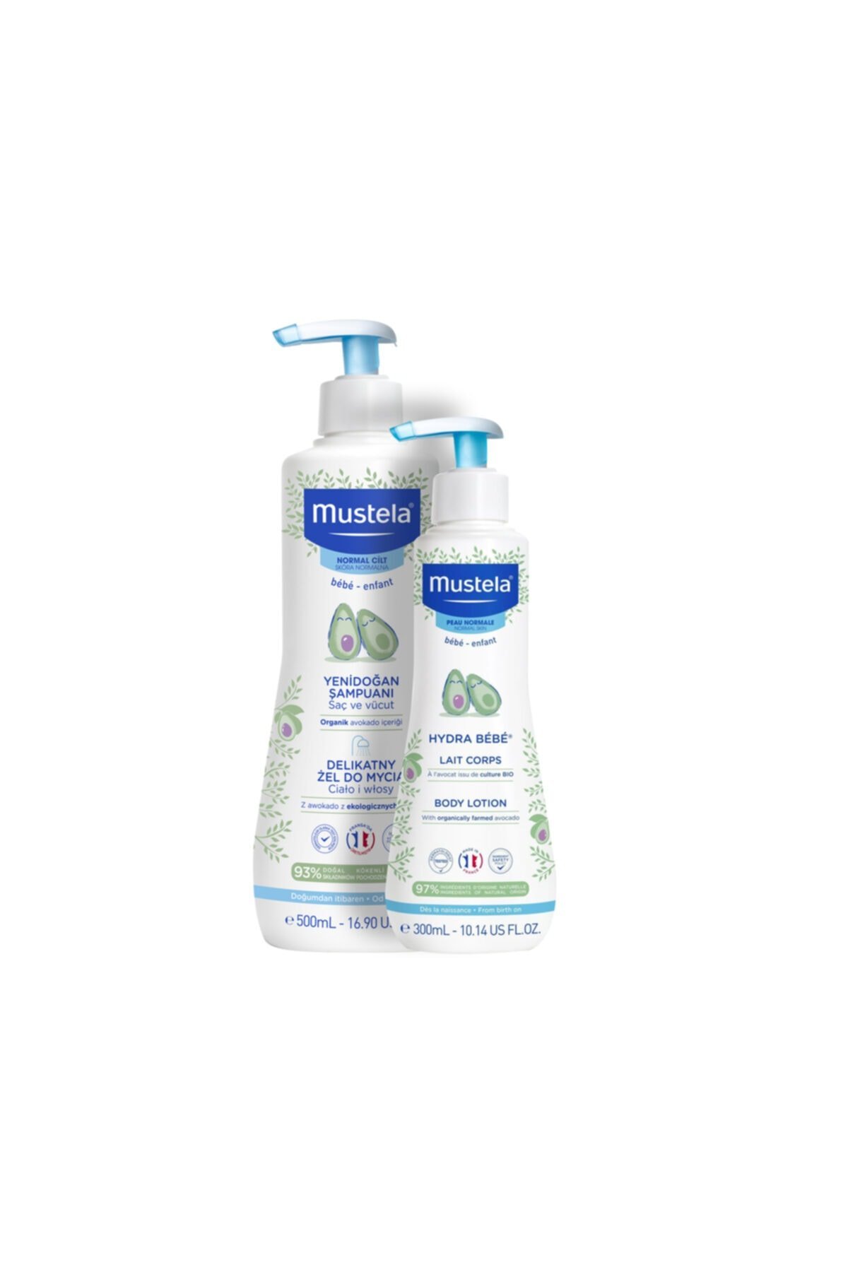 Mustela Gentle Cleansing Gel Yenidoğan Şampuan 500 ml + Mustela Hydra Bebe Body Lotion 300 ml