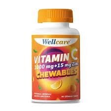 Wellcare Vitamin C 1000Mg + Çinko 15 mg 60 Çiğneme Tableti