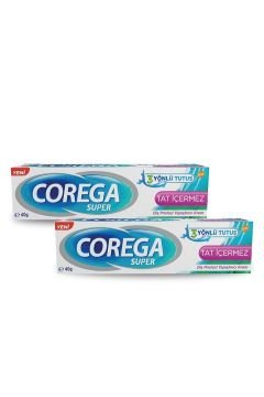 Corega Süper Diş Protezi Yapıştırıcı Tat İçermez Krem 40 gr 2 Kutu