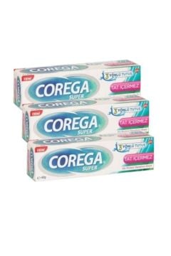 Corega Süper Diş Protezi Yapıştırıcı Tat İçermez Krem 40 gr 3 Kutu