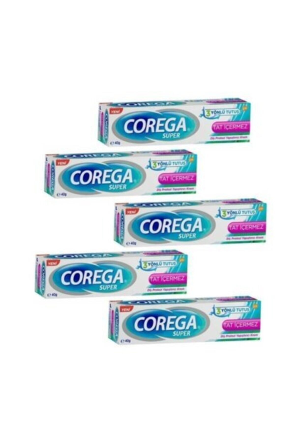 Corega Süper Diş Protezi Yapıştırıcı Tat İçermez Krem 40 gr 5 Kutu