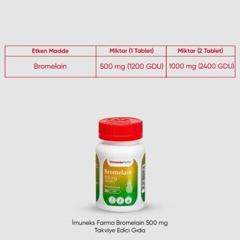 İmuneks Farma Bromelain 500 mg 30 Kapsül