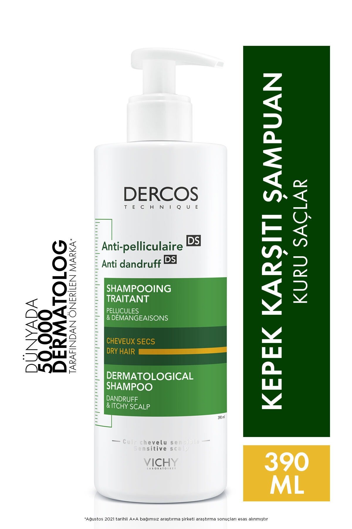 Vichy Dercos Anti-Dandruff Şampuan Kuru Saçlar için Kepek Karşıtı 390 ml