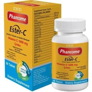 Phantome Ester-C Vitamin C 1000 mg Çinko Vitamin D 30 Tablet