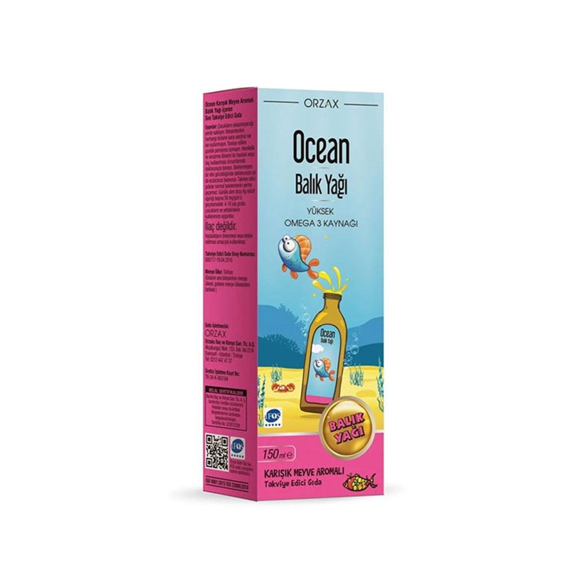 Ocean Tutti Frutti Karışık Meyve Aromalı Balık Yağı Şurup 150 ml
